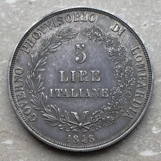 Governo Provvisorio di Milano (1848) 5 Lire