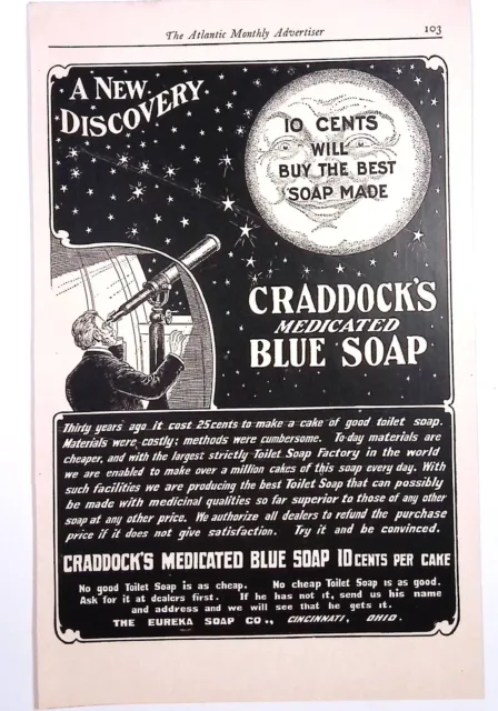 Craddock's Medicated Blue Soap Print Ad The Atlantic Monthly November 1902