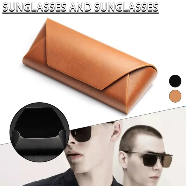 Eye-Glasses Sunglasses Leather Shell Hard Protector Box Pouch Bag Spectacle E