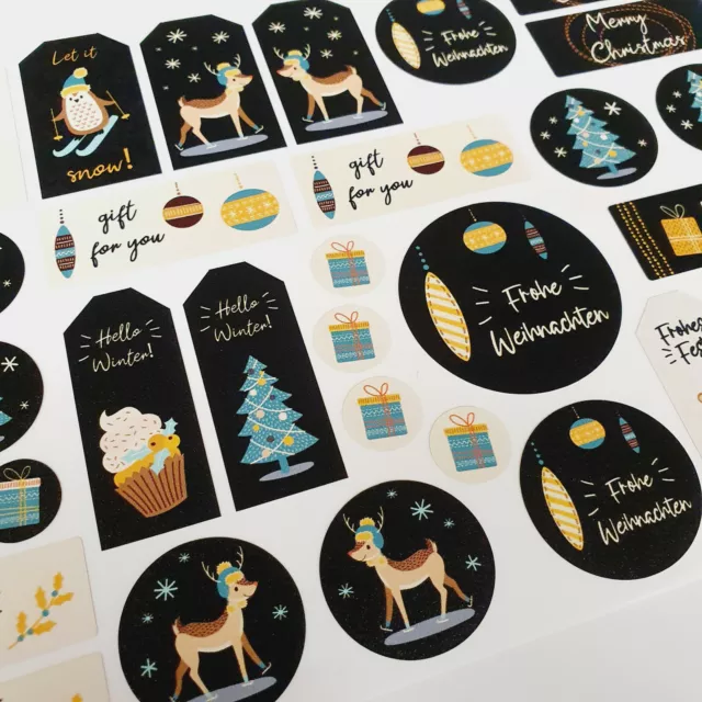 35 Geschenk-Aufkleber Frohe Weihnachten Sticker Etiketten Deko Merry Xmas Set2