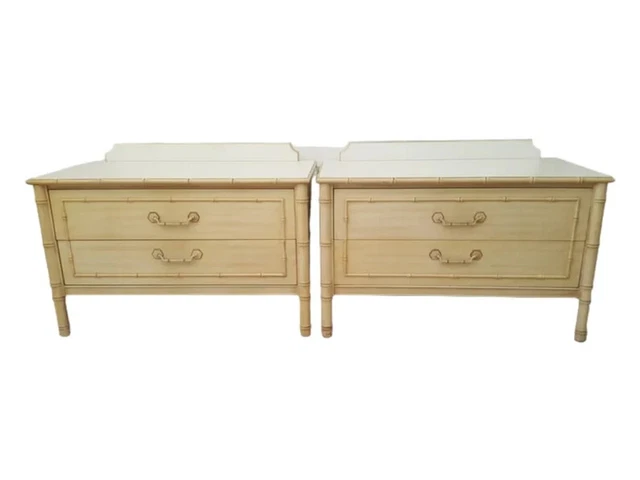 Thomasville Allegro Faux Bamboo Wide 2 drawers nightstands being painted White Thomasville Allegro Faux Bamboo Wide 2 drawers nightstands being painted White