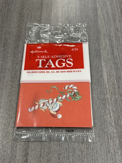 Vintage Pack Of 5 Christmas Holiday Tags Mouse Candy Cane G5