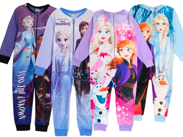 Girls Frozen 1Onesie Disney One Piece Pyjama Sleepsuit Elsa Anna Age 2-10 Years