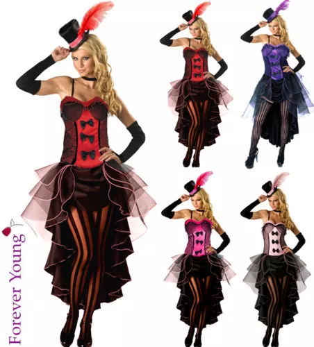 Burlesque Moulin Rouge Kostüm Dose Dose Mädchen Tanz Outfit Hut & Handschuh