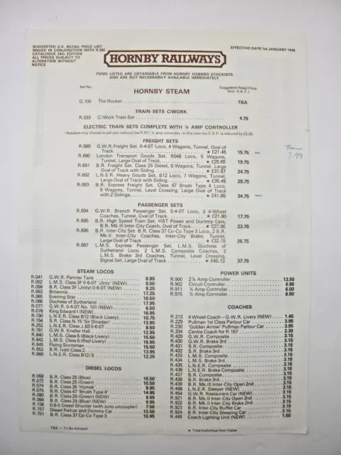 Hornby Catalogue 1978 with Price List 3