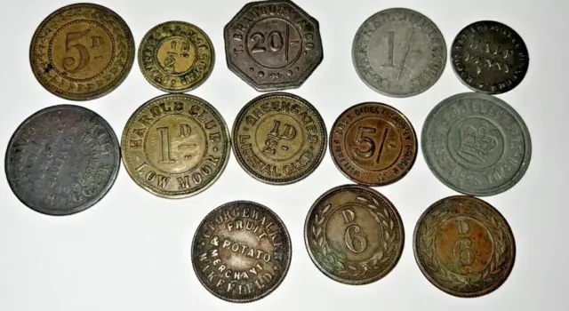 Vintage and antique token coins x 13