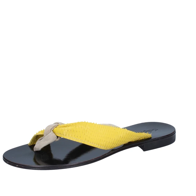 Chaussures Femme CALPIERRE 37 Ue Sandales Beige en Daim Jaune Cuir BZ869-37