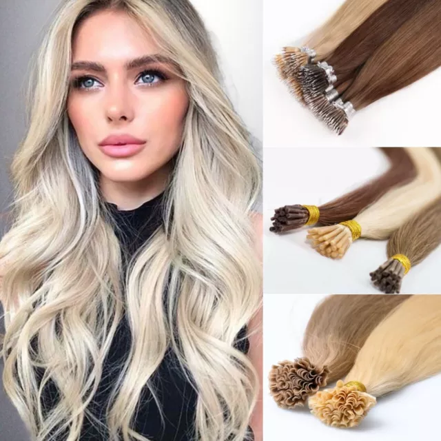 Pre bonded human hair extensions Nano rings 18/20/22 inch