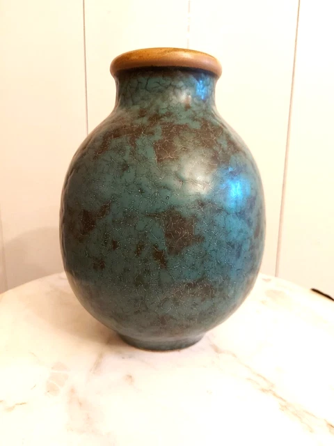 VASE CERAMIQUE LOUIS LOURIOUX 1874-1930 Ceramic art deco 24 cm vert