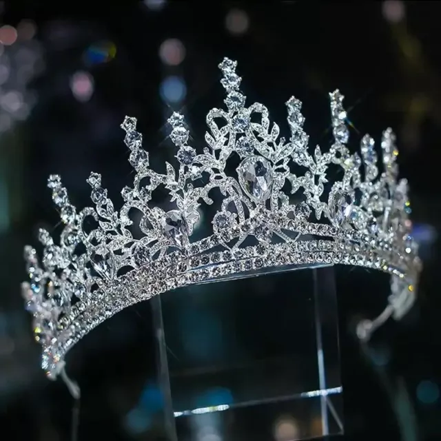 Stunning Silver Crystal Tiara Crown Pageant Diadema Wedding Princess Bridal