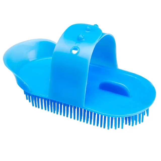 Horse Curry Comb Brush Grooming Plastic Adjustable Strap Blue