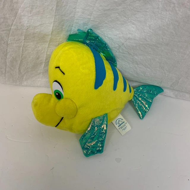 VINTAGE DISNEY FLOUNDER The Little Mermaid Stuffed Animal Plush 10" Toy