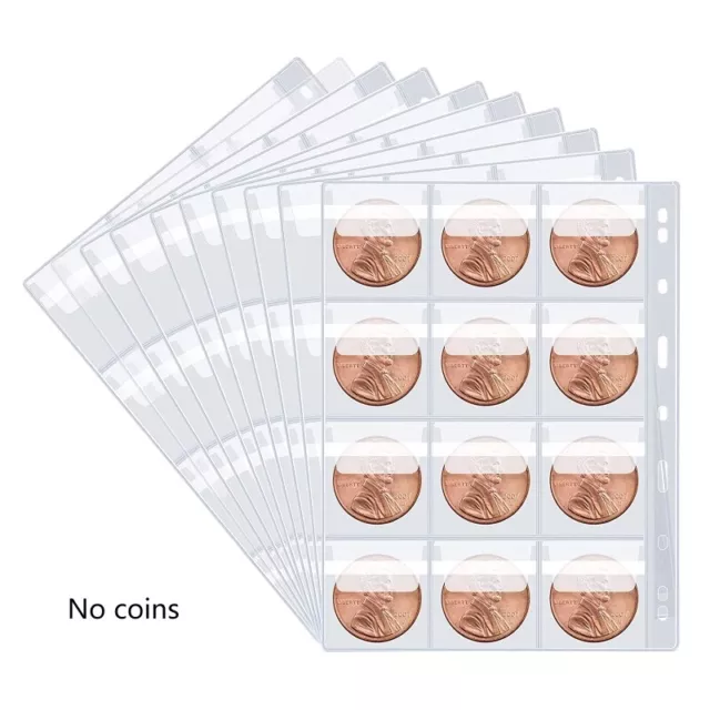 Coin Collection Page 10 Sheets Coins Insert Pages with 120 Pockets Standard