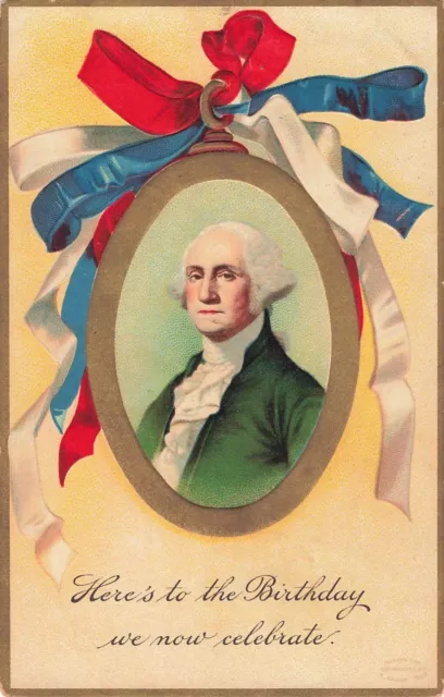 Clapsaddle Patriotic Postcard George Washington Ribbons Artist Signed  1910  C7