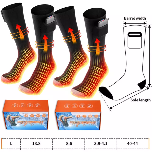 Electric Heated Socks Foot Winter Warmer Rechargeable Battery Power Women & Men