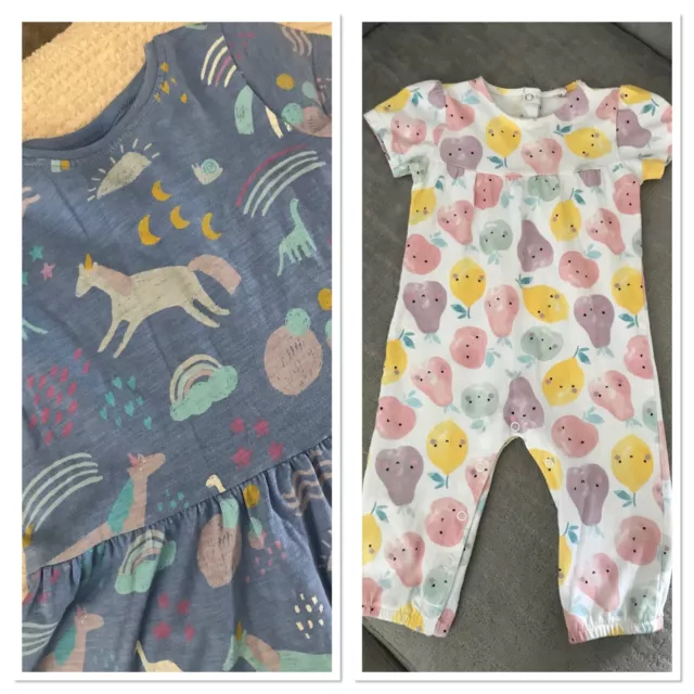 Next Bundle 9-12 Months Dress Romper Girl Graphic Print Cotton Blend