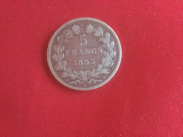 piece de 5 francs Louis Philippe 1833 W argent