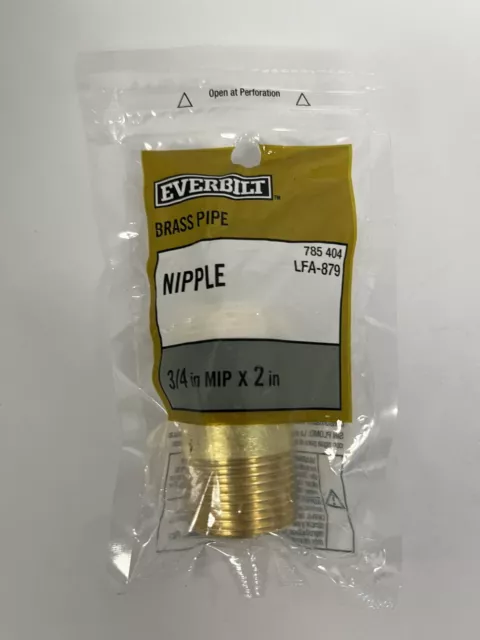 New Everbilt 3/4 in. x 2 in. MIP Brass Nipple Fitting LFA-879 - 785 404