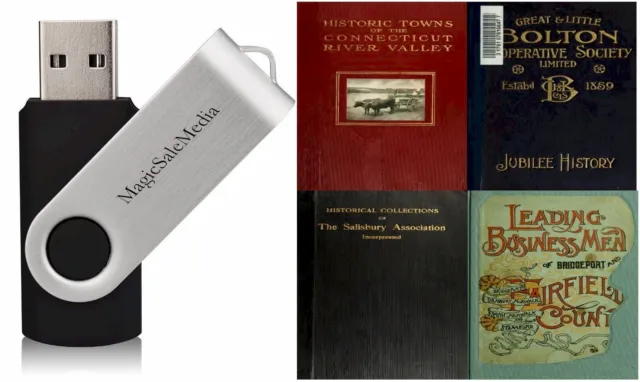 890 Old Books on Connecticut History Genealogy Ancestry - All Volumes 1-6 on USB