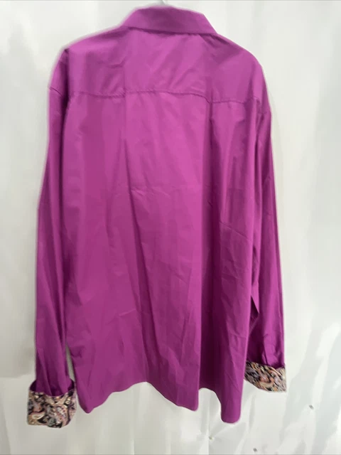 Coofandy Mens XXXL Pink Long Sleeve Button Down Dress Shirt Paisley Accent New 2