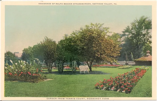 Garden From Tennis Court, Normandy Farm, Gwynedd Valley PA Postcard