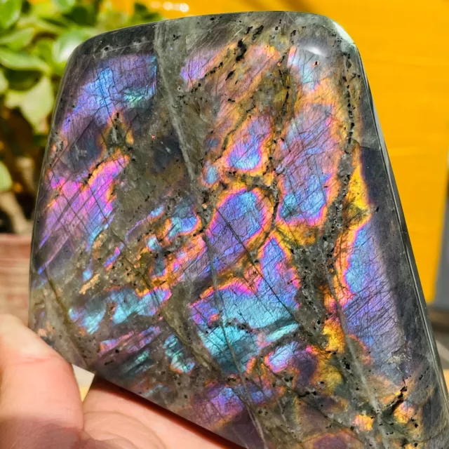 941g Amazing Natural Orange Purple Labradorite Quartz Crystal Specimen Healing 2