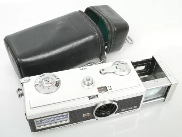 Rollei 16 Miniatur Agenten Kamera + Ta. + Kette + case + chain + Rolleiflash 16