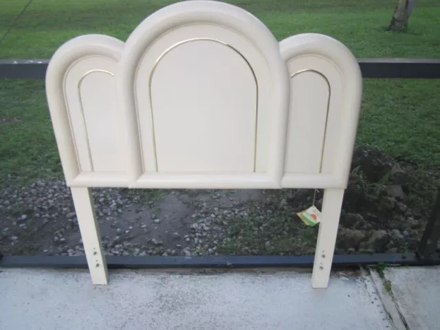 Twin Headboard Lacquer Laminate Gold Trim Cream Color