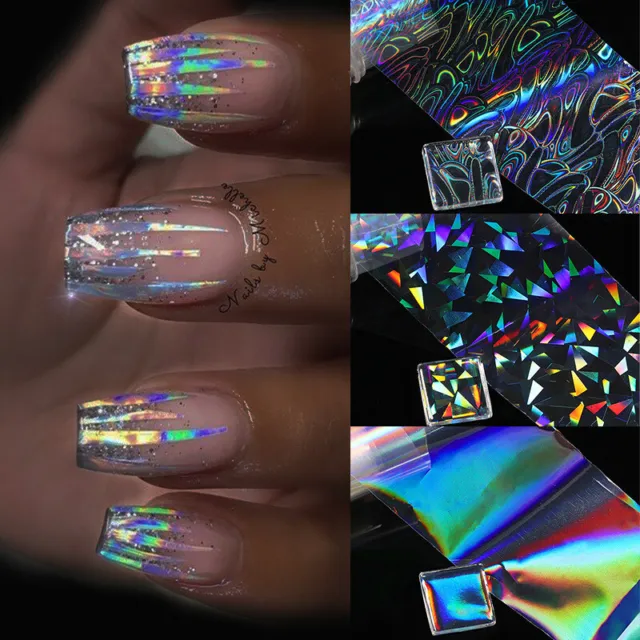 Calcomanía de transferencia de uñas de manicura colorido brillo láminas estrelladas pegatina de transferencia de uñas