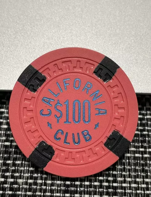 $100 California Club Casino Chip Poker Chip Gambling Token Las Vegas Nevada