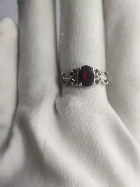 Anillo fino de boda para mujer con piedras preciosas naturales granate más... 2