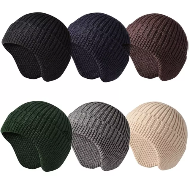 Femmes Hommes Bonnet Tricot Scutellaire Brimless Casquette Oreille Housses Hiver