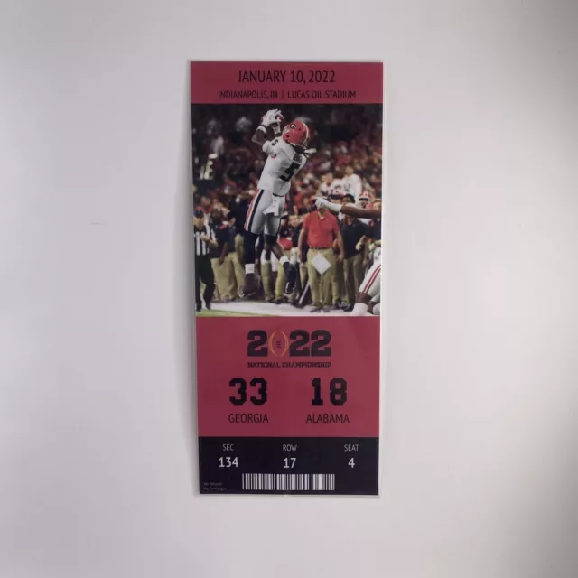 Georgia vs Alabama 2022 National Championship 1/10/22 Commemorative Ticket Stub