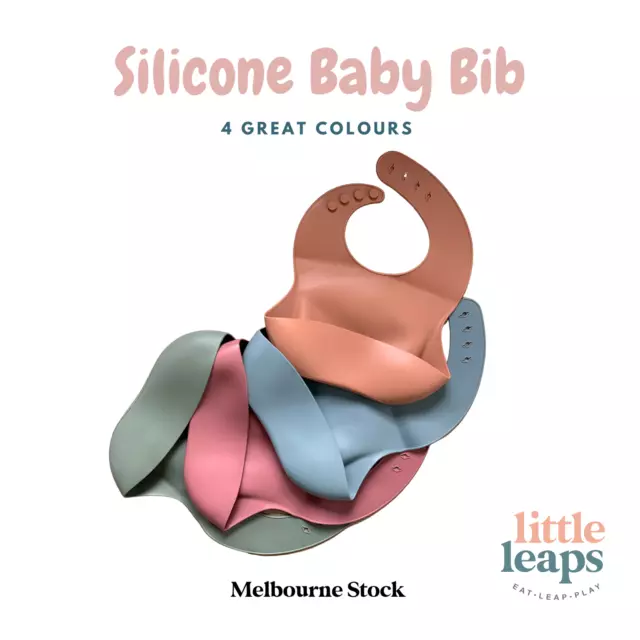 Silicone Baby Bib Soft Waterproof Adjustable Roll Up Easy Clean Pouch Catcher