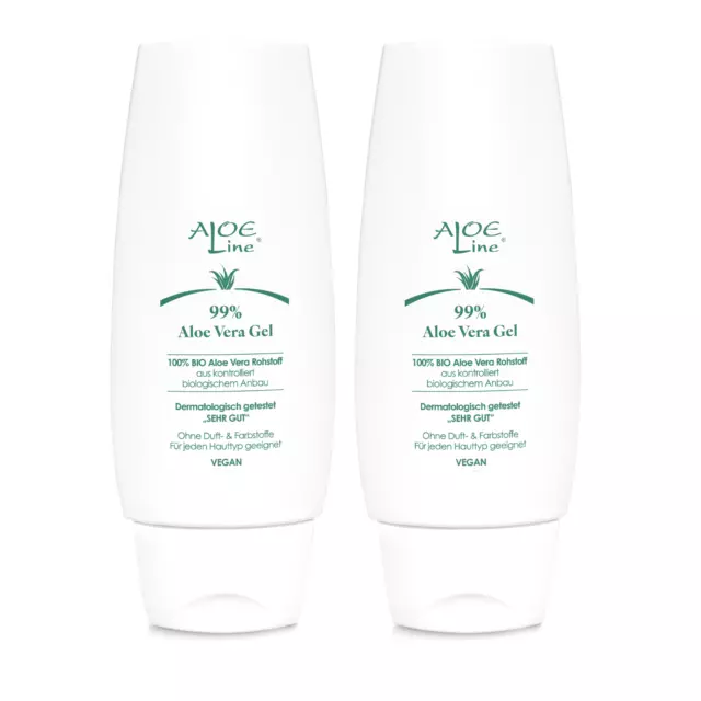 Bio Aloe Vera GEL 99% - Feuchtigkeit für Haut / Haar / Gesicht / Körper 2x150ml