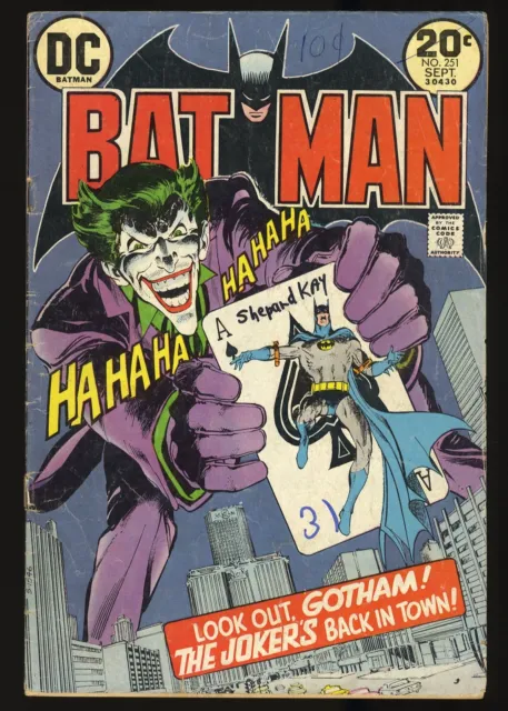 Batman #251 GD/VG 3.0 Joker's Revenge! Classic Neal Adams Joker Cover!