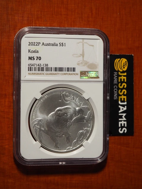2022 P $1 Australia Silver Koala Ngc Ms70 Classic Brown Label 1 Oz .9999 Fine