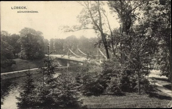 Ak Hansestadt Lübeck, Mühlenbrücke - 4035720