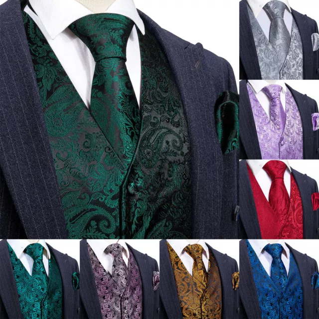 Vest Suit Mens Burgundy Red Waistcoat 4PC Tie Hanky Set Wedding Party S L XXL