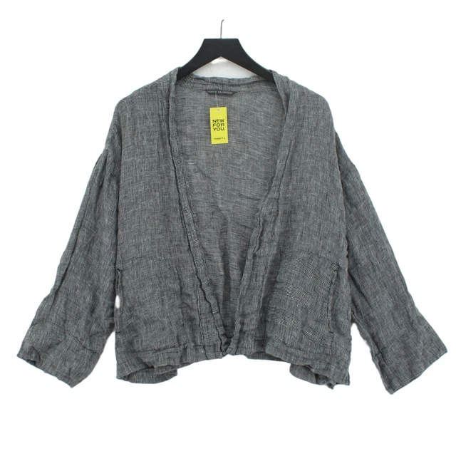 Elemente Clemente Women's Cardigan L Grey Linen with Polyamide V-Neck Cardigan