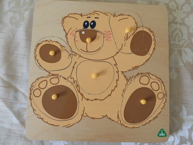 VINTAGE EARLY LEARNING Centre ELC Teddy Bear Peg board Jigsaw Puzzle. £ ...
