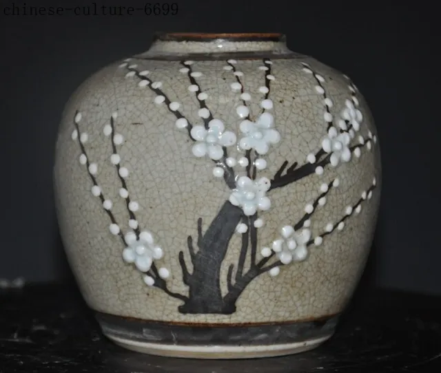 China official old kiln porcelain Plum blossom tank Tank bottle Jar Crock Pot