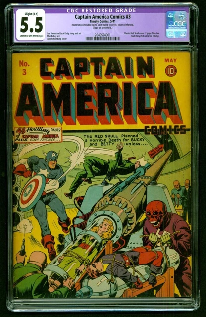 Captain America Comics #3 CGC 5.5 cr/ow 1941 Red Skull bondage grail Timely