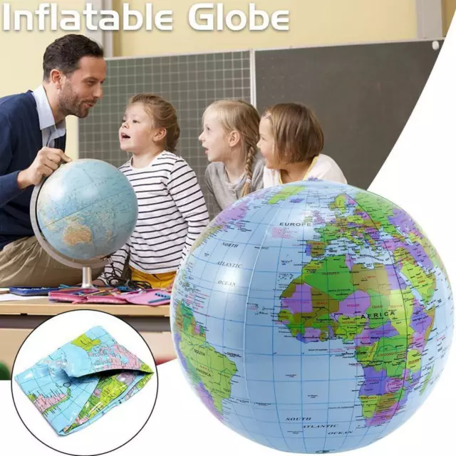 30cm Inflatable Globe Map Ball World Earth Geography Blow Up Atlas Educat .FAST