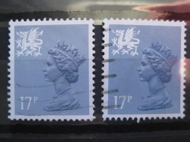 GB regional WALES 17p W44EA TYPE II & Type 1   GREY BLUE  Fined Used  SG CAT £45