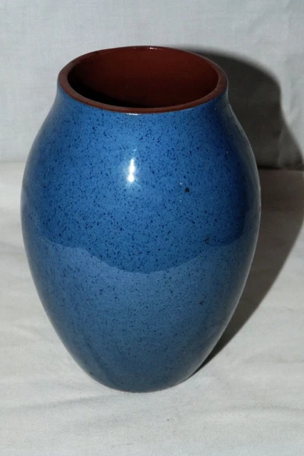Antique Dartmouth Pottery Arts & Crafts Speckled Blue Vase Mottled Ceramic
