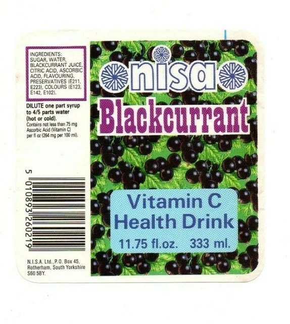 England - Vintage Label - Nisa Ltd., Rotherham - Nisa Blackcurrant