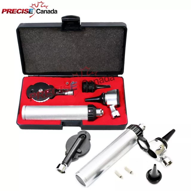 NEW Professional Physician OPHTHALMOSCOPE OTOSCOPE DIAGNOSTIC SET + 2 FREE BULBS