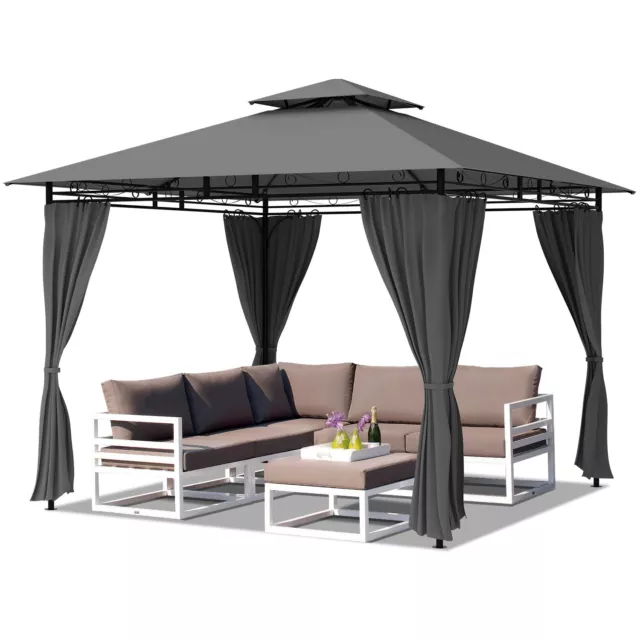 3x3m Pavillon Gartenpavillon Garten Hinterhof-Pavillon  Wasserdicht Stabil