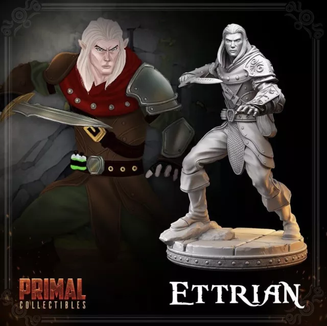 Etrian Male Elf Warrior Miniature Fits DND D&D Pathfinder War Gaming TTRPG